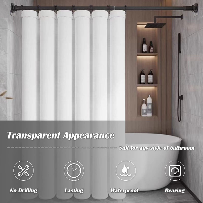 PREBENE Adhesive Shower Curtain Rod Holder  4 Pcs Tension Rod Holders  No Drilling | Invisible Rod Retainer  Transparent Wall Mount Holder for Shower Curtain Rod(Rod Not Included) - Image 2